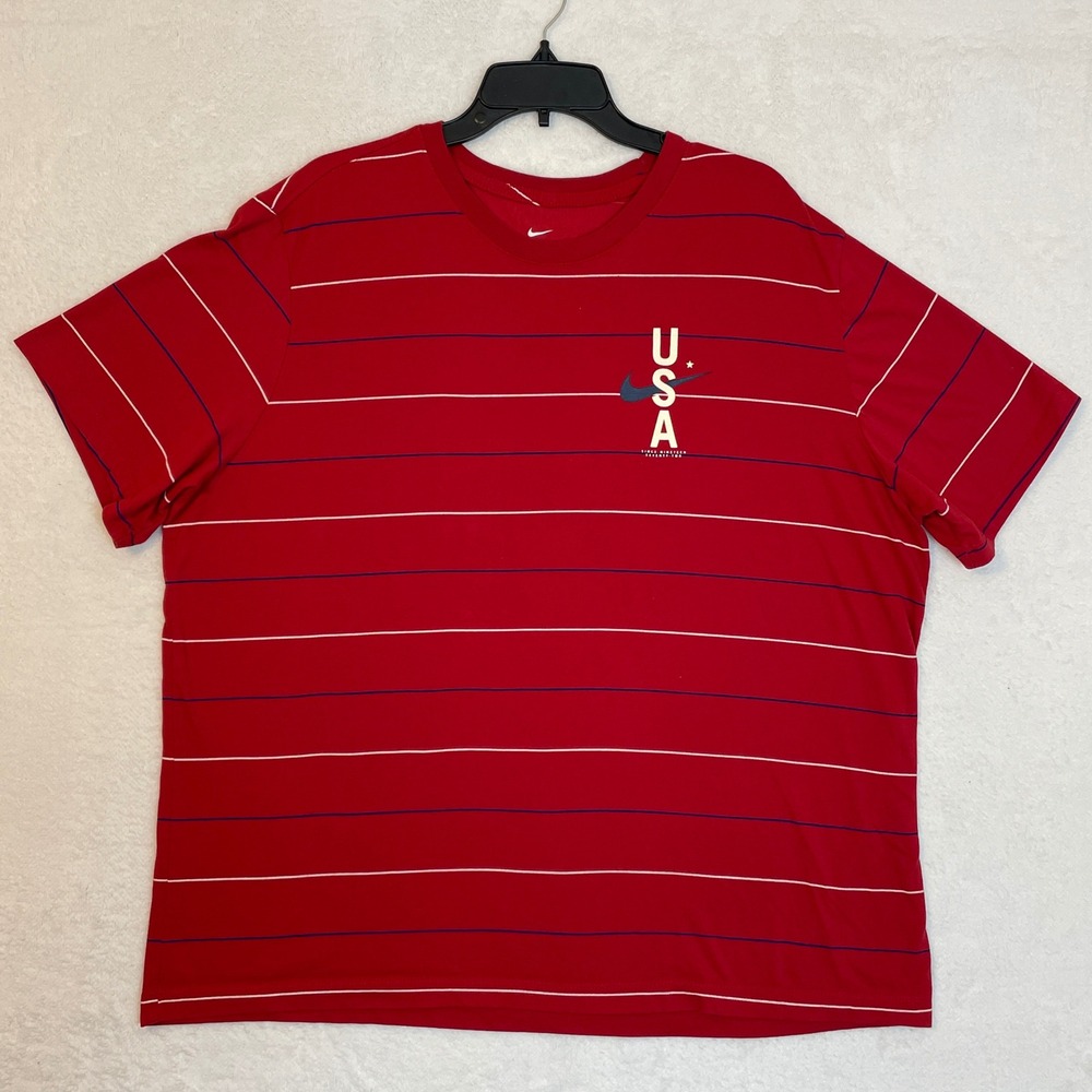 Nike USA Striped T Shirt Red White Blue Cotton XXL The Nike Tee